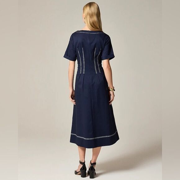 NWT J CREW Short-sleeve pintuck midi dress in stretch twill - Picture 3 of 7